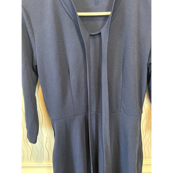 Oxiuly Fashion Dress Women's‎  Navy Blue pockets Fit & Flare Office Career sz M - Picture 10 of 12